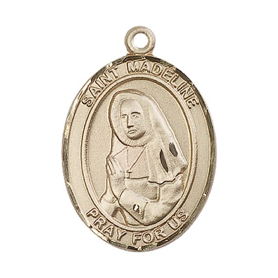 14KT GOLD ST MADELINE SOPHIE BARAT MEDAL - 1" x 3/4"