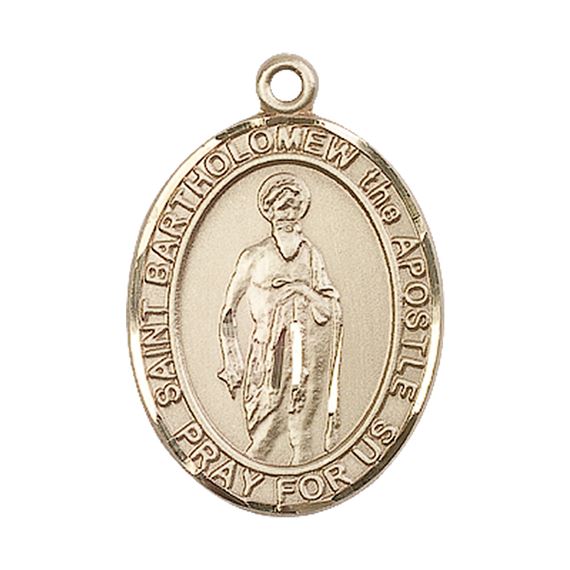 14KT GOLD ST BARTHOLOMEW THE APOSTLE MEDAL - 1" x 3/4"