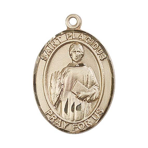 14KT GOLD ST PLACIDUS MEDAL - 1" x 3/4"