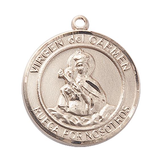 14KT GOLD VIRGEN DEL CARMEN MEDAL - 1" x 7/8"