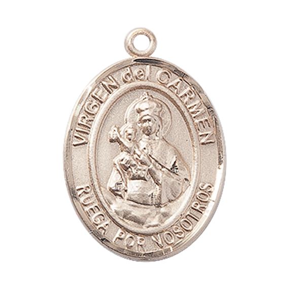 14KT GOLD VIRGEN DEL CARMEN MEDAL - 1" x 3/4"