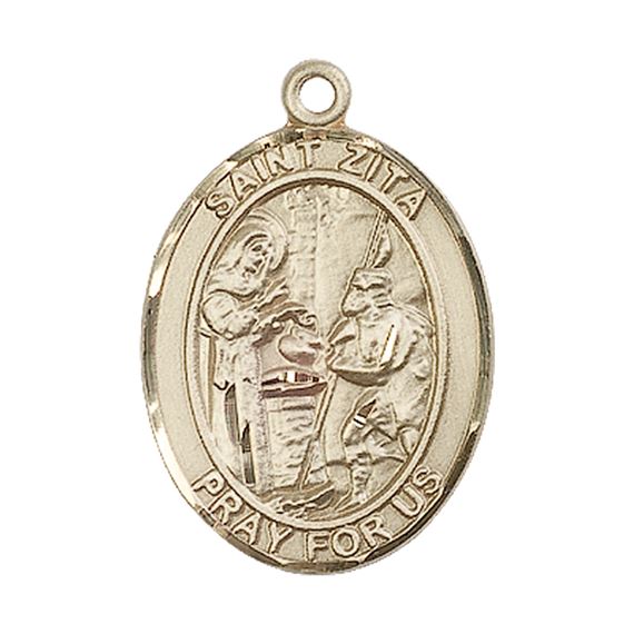 14KT GOLD ST ZITA MEDAL - 1" x 3/4"