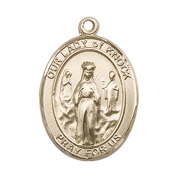 14KT GOLD OUR LADY OF KNOCK MEDAL - 1" x 3/4"