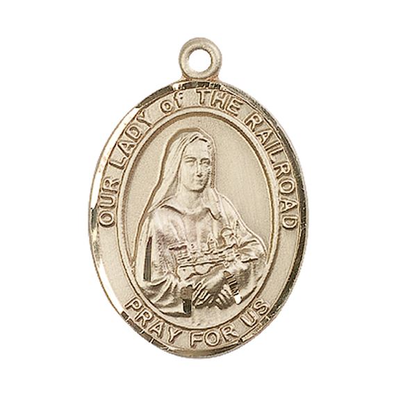14KT GOLD OUR LADY OF THE RAILROAD MEDAL - 1" x 3/4"
