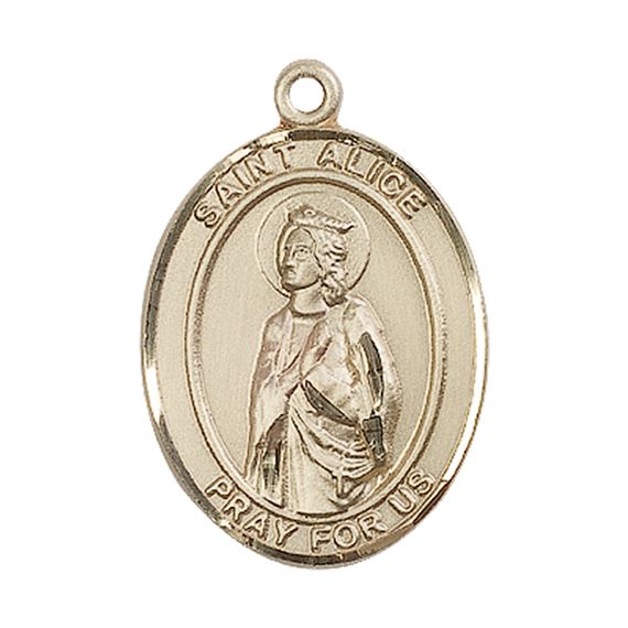 14KT GOLD ST ALICE MEDAL - 1" x 3/4"