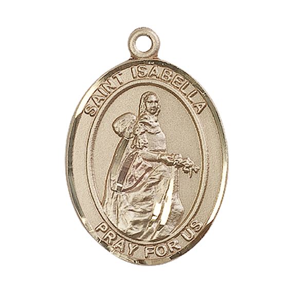 14KT GOLD ST ISABELLA OF PORTUGAL MEDAL - 1" x 3/4"
