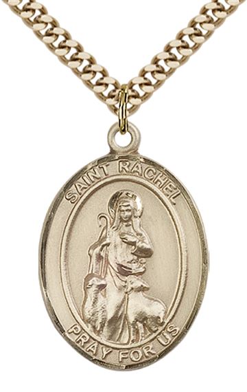 14KT GOLD FILLED ST RACHEL PENDANT WITH CHAIN - 1" x 3/4"