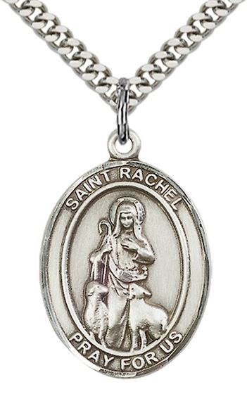 STERLING SILVER ST RACHEL PENDANT WITH CHAIN - 1" x 3/4"