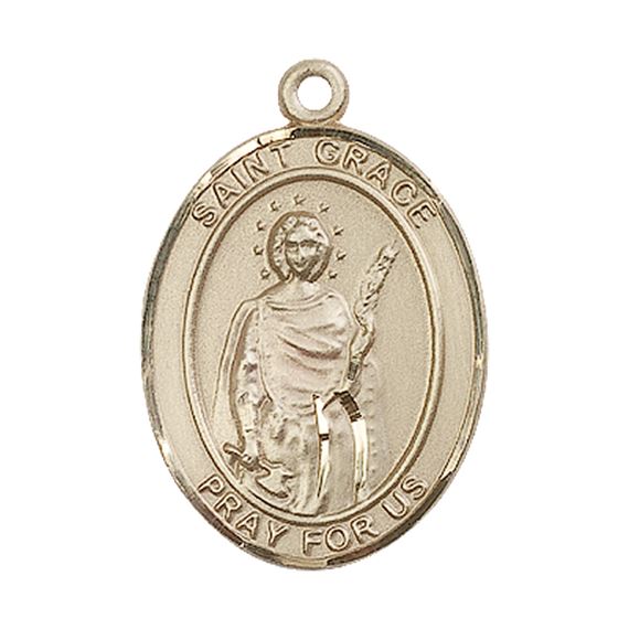 14KT GOLD ST GRACE MEDAL - 1" x 3/4"