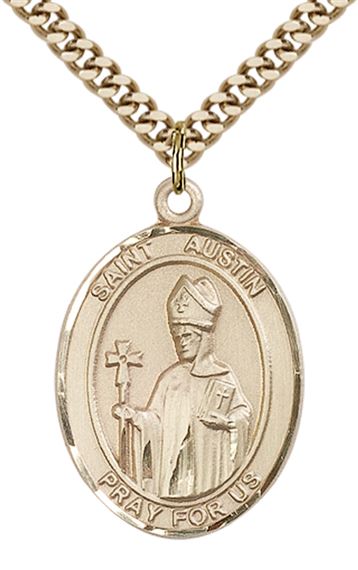 14KT GOLD FILLED ST AUSTIN PENDANT WITH CHAIN - 1" x 3/4"