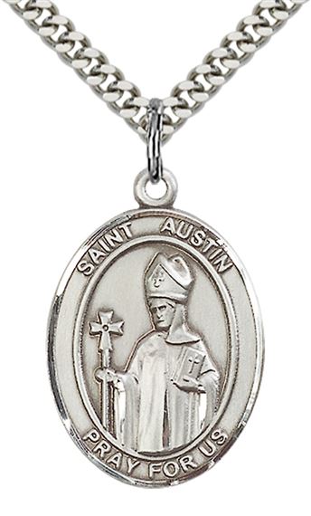 STERLING SILVER ST AUSTIN PENDANT WITH CHAIN - 1" x 3/4"