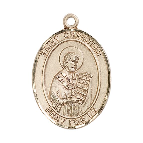 14KT GOLD ST CHRISTIAN DEMOSTHENES MEDAL - 1" x 3/4"