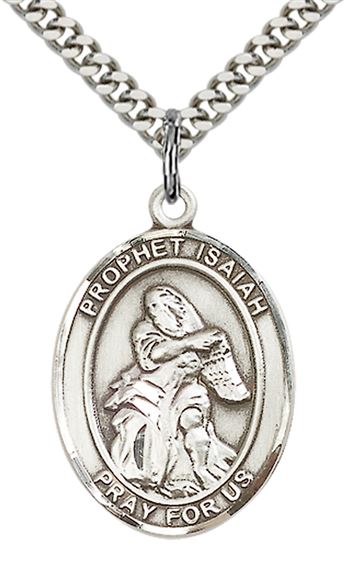 STERLING SILVER ST ISAIAH PENDANT WITH CHAIN - 1" x 3/4"