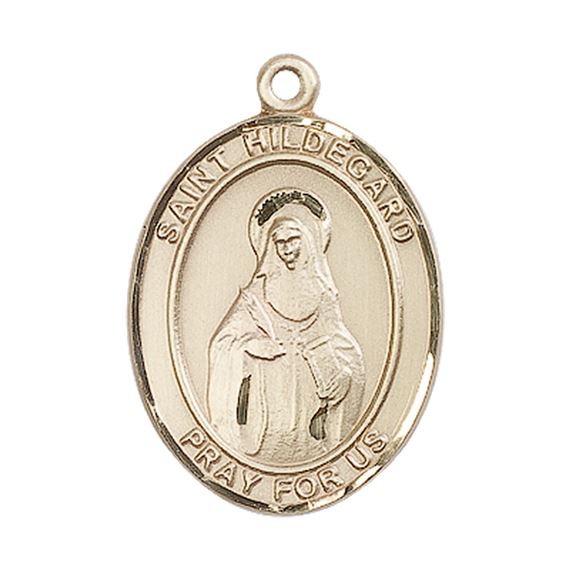 14KT GOLD ST HILDEGARD VON BINGEN MEDAL - 1" x 3/4"