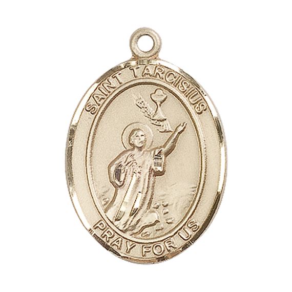 14KT GOLD ST TARCISIUS MEDAL - 1" x 3/4"