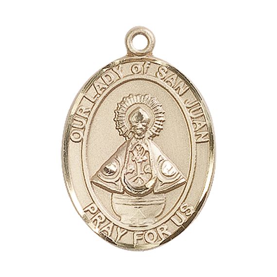 14KT GOLD OUR LADY OF SAN JUAN MEDAL - 1" x 3/4"