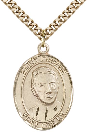 14KT GOLD FILLED ST EUGENE DE MAZENOD PENDANT WITH CHAIN - 1" x 3/4"