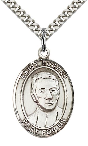 STERLING SILVER ST EUGENE DE MAZENOD PENDANT WITH CHAIN - 1" x 3/4"