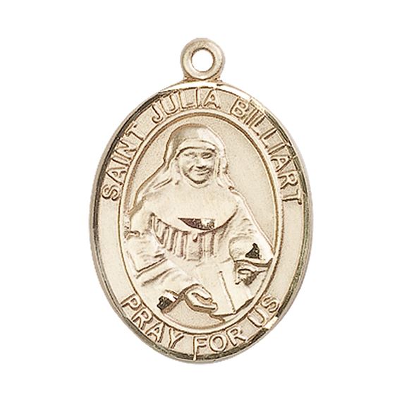 14KT GOLD ST JULIA BILLIART MEDAL - 1" x 3/4"