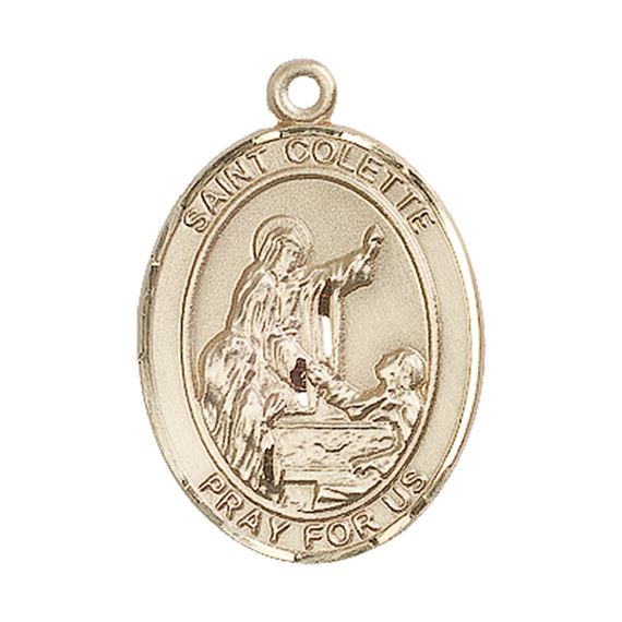 14KT GOLD ST COLETTE MEDAL - 1" x 3/4"