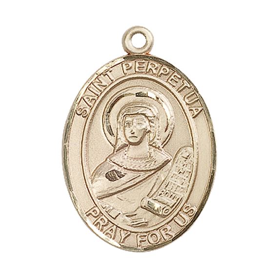 14KT GOLD ST PERPETUA MEDAL - 1" x 3/4"