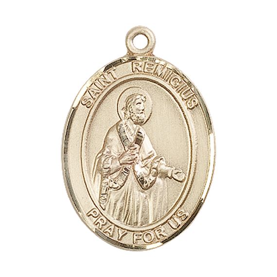 14KT GOLD ST REMIGIUS OF REIMS MEDAL - 1" x 3/4"