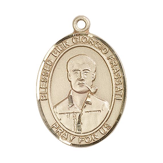14KT GOLD BLESSED PIER GIORGIO FRASSATI MEDAL - 1" x 3/4"