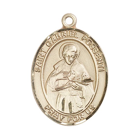 14KT GOLD ST GABRIEL POSSENTI MEDAL - 1" x 3/4"