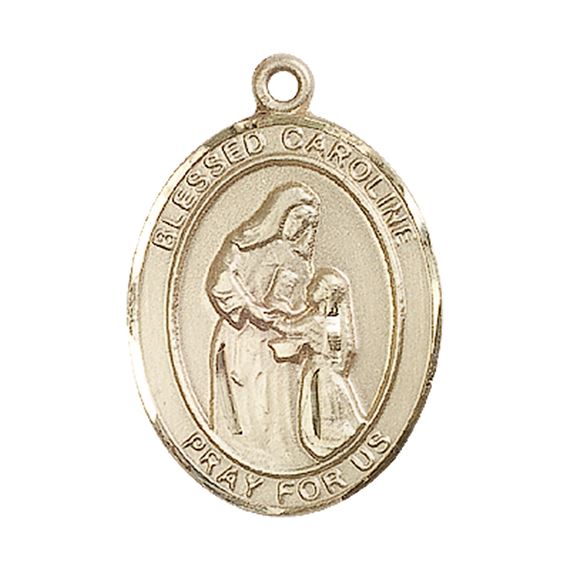14KT GOLD BLESSED CAROLINE GERHARDINGER MEDAL - 1" x 3/4"