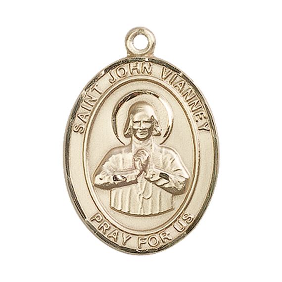 14KT GOLD ST JOHN VIANNEY MEDAL - 1" x 3/4"
