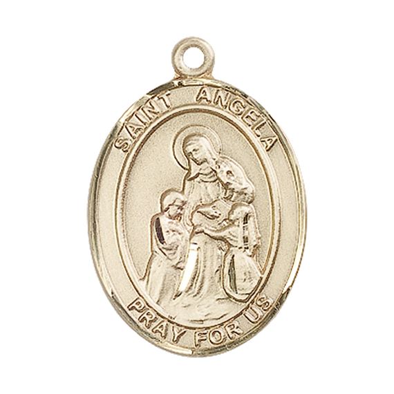 14KT GOLD ST ANGELA MERICI MEDAL - 1" x 3/4"