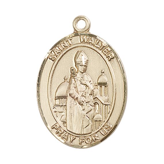 14KT GOLD ST WALTER OF PONTNOISE MEDAL - 1" x 3/4"
