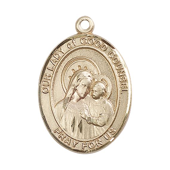 14KT GOLD OUR LADY OF GOOD COUNSEL MEDAL - 1" x 3/4"