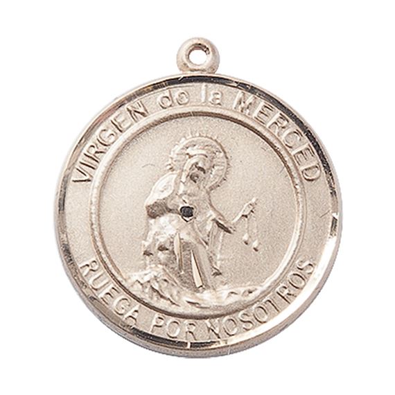 14KT GOLD VIRGEN DE LA MERCE MEDAL - 1" x 7/8"