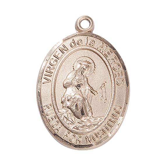 14KT GOLD VIRGEN DE LA MERCED MEDAL - 1" x 3/4"