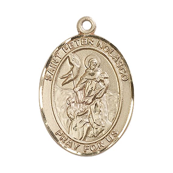 14KT GOLD ST PETER NOLASCO MEDAL - 1" x 3/4"
