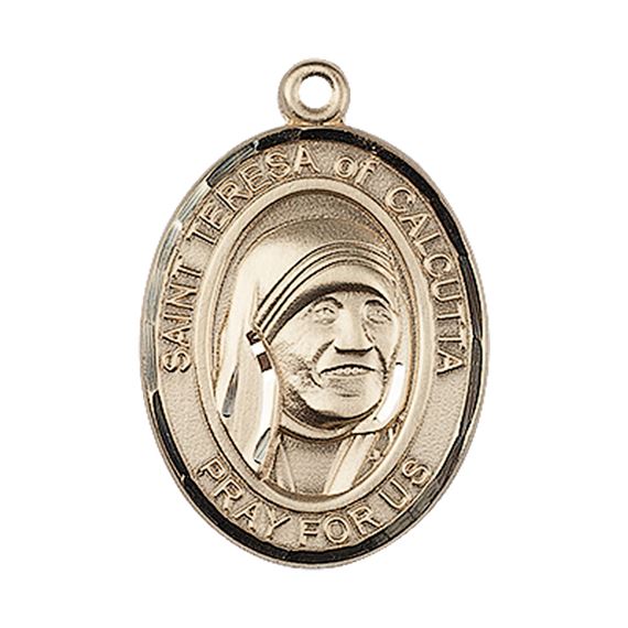 14KT GOLD SAINT TERESA OF CALCUTTA MEDAL - 1" x 3/4"