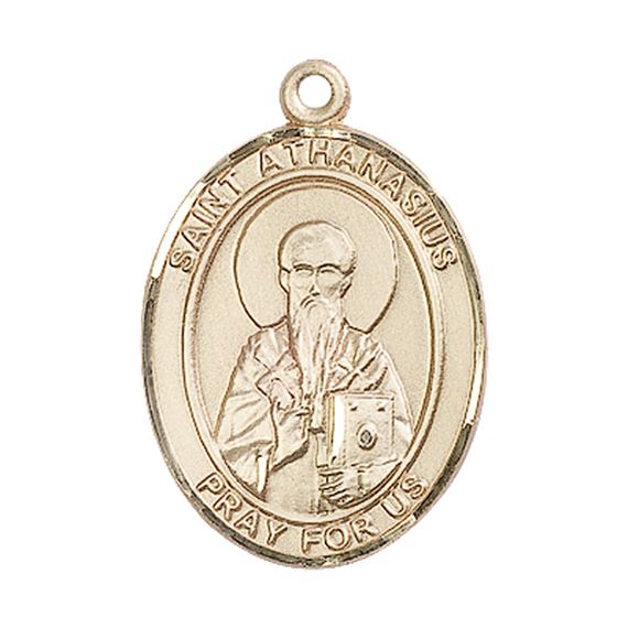 14KT GOLD ST ATHANASIUS MEDAL - 1" x 3/4"