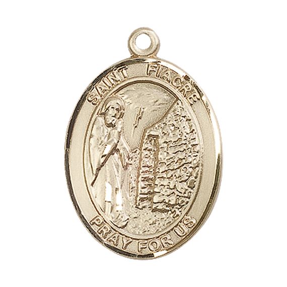 14KT GOLD ST FIACRE MEDAL - 1" x 3/4"