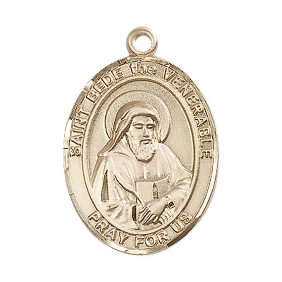 14KT GOLD ST BEDE THE VENERABLE MEDAL - 1" x 3/4"