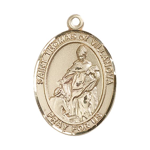 14KT GOLD ST THOMAS OF VILLANOVA MEDAL - 1" x 3/4"