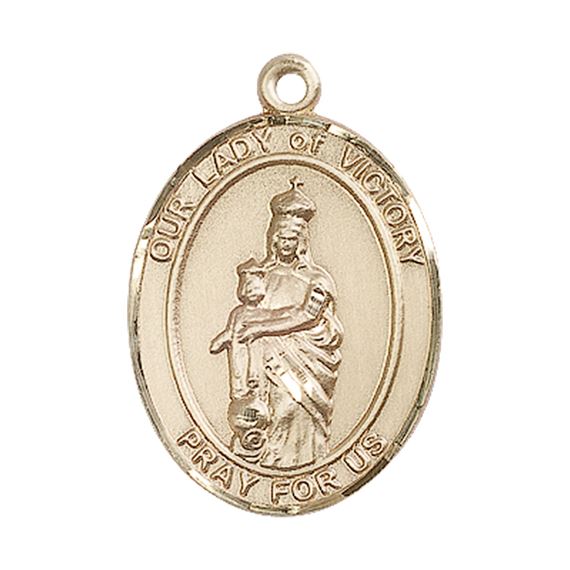 14KT GOLD OUR LADY OF VICTORY MEDAL - 1" x 3/4"