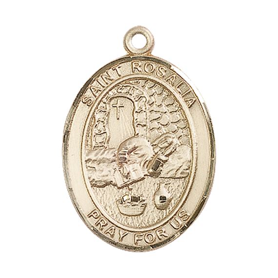14KT GOLD ST ROSALIA MEDAL - 1" x 3/4"
