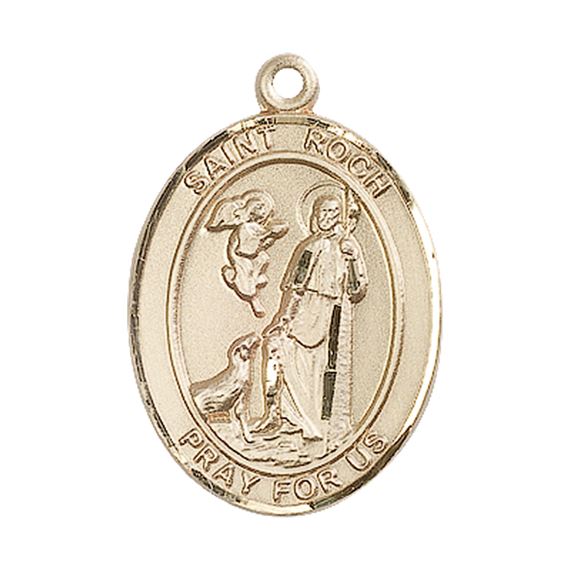 14KT GOLD ST ROCH MEDAL - 1" x 3/4"