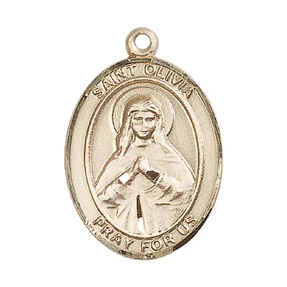 14KT GOLD ST OLIVIA MEDAL - 1" x 3/4"