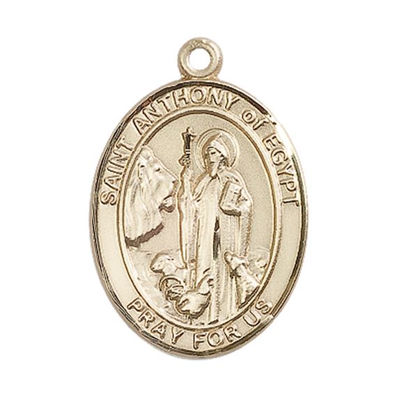 14KT GOLD ST ANTHONY OF EGYPT MEDAL - 1" x 3/4"