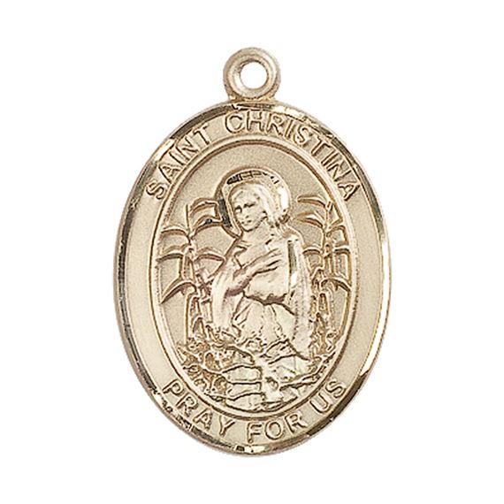 14KT GOLD ST CHRISTINA THE ASTONISHING MEDAL - 1" x 3/4"