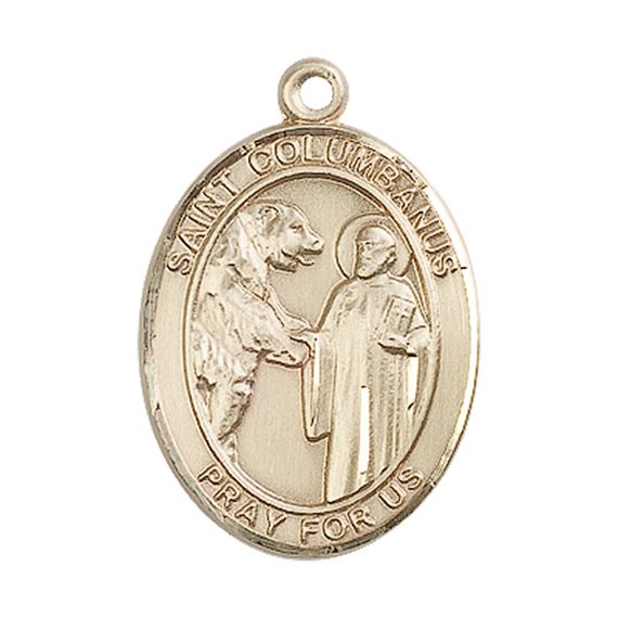 14KT GOLD ST COLUMBANUS MEDAL - 1" x 3/4"