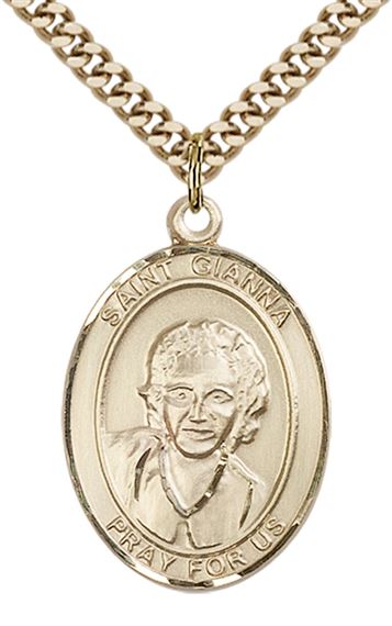 14KT GOLD FILLED ST GIANNA PENDANT WITH CHAIN - 1" x 3/4"