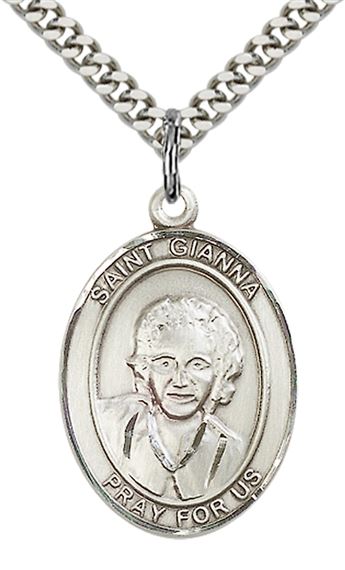 STERLING SILVER ST GIANNA PENDANT WITH CHAIN - 1" x 3/4"